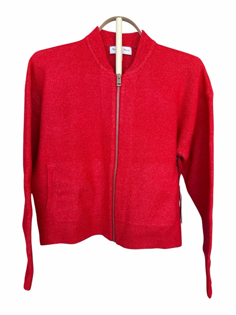 A1-13 Michael Stars Lidia Cropped Bomber Jacket In Poppy Red
